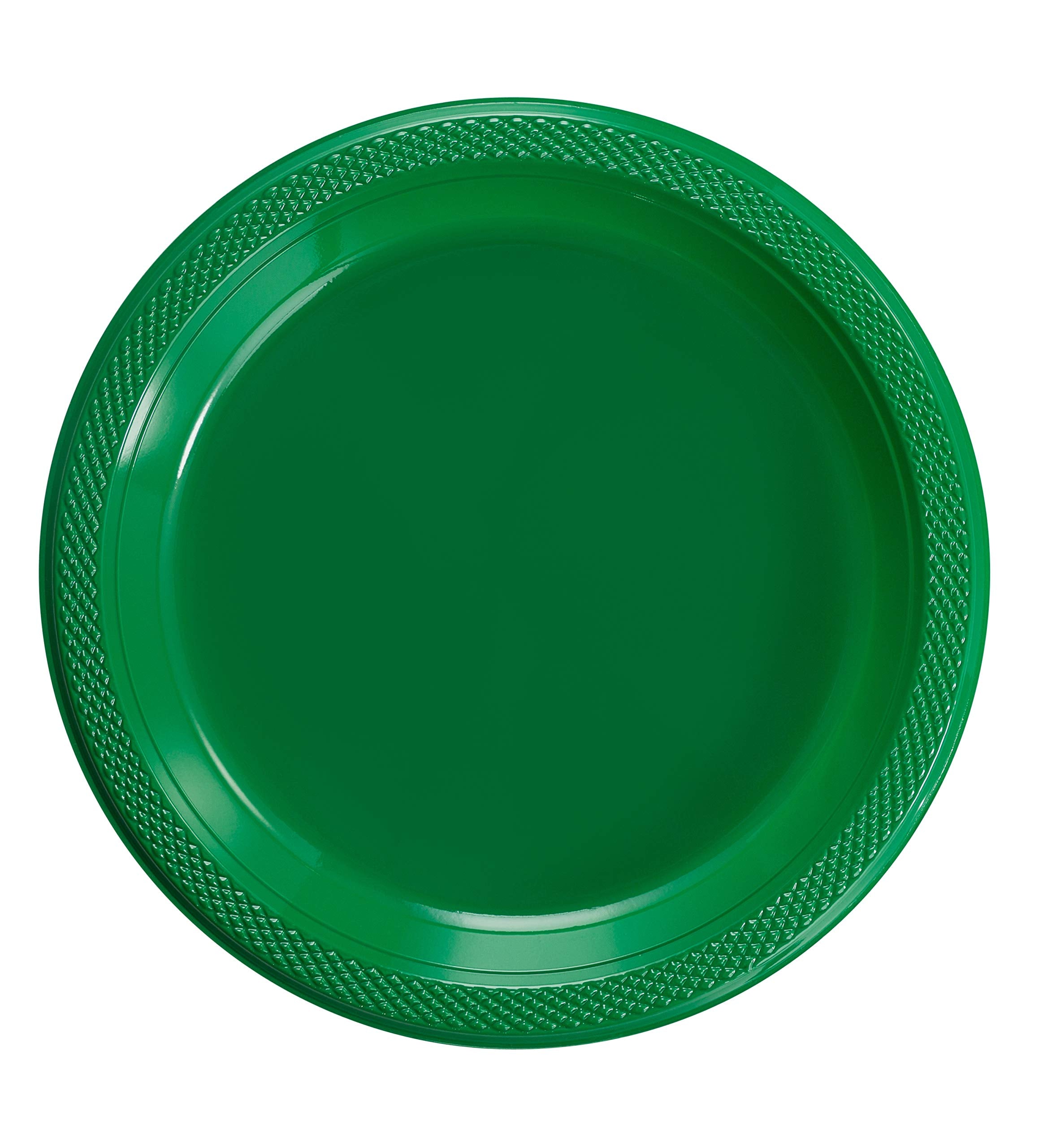 9 In. Dark Green Plastic Plates | 8 Count