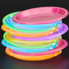 Little Gym - 9 In. Neon Assorted Color Plastic Plates - 60 Ct.
