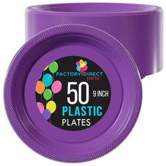 9 In. Purple Plastic Plates | 50 Count