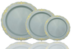 9 In. Robin Blue Victorian Design Plastic Plates | 120 Count