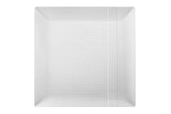 9 In. Zen Ridged White Square Plastic Plates | 120 Count