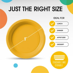 9 In. Yellow Plastic Plates | Case of 600