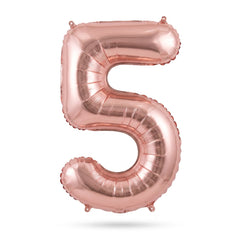 Rose Gold Script Number 5 Foil Balloon - 8 Inch Air-Filled