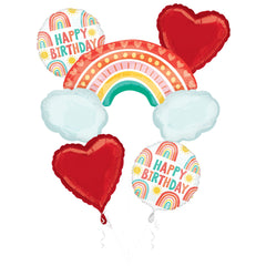 Retro Rainbow Balloon Bouquet - 5 Piece Foil Set