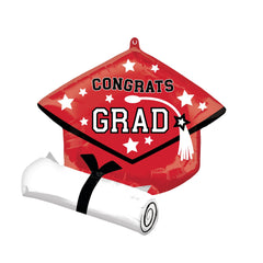 Congratulations Graduate Red Super Shape Foil Balloon