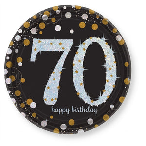 Sparkling Celebration 70th Birthday Prismatic Lunch Plates, 8-Pack