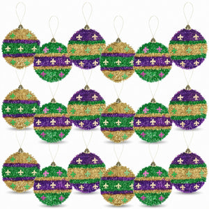Mardi Gras Assorted Tinsel Ornaments