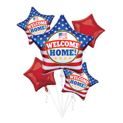 Welcome Home Patriotic Foil Balloon Bouquet - 5 Piece Set