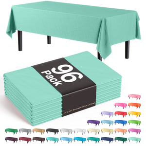 Premium Mint Plastic Table Cover | Case of 96 - 54 In. x 108 In.