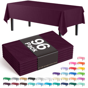 Premium Plum Plastic Table Cover - 54 in. x 108 in. | Case of 96