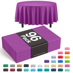 Premium Round Magenta Plastic Table Cover - 84 in. | Case of 96