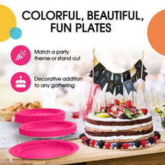 9 In. Cerise Paper Plates - 50 Ct.