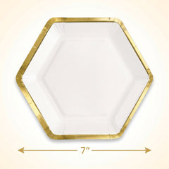 White Hexagon Metallic 7" Plate