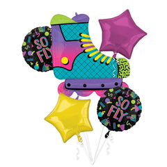 Vibrant 90s Party Foil Balloon Bouquet - 5 Piece Set