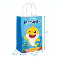 Baby Shark Kraft Gift Bags - 8 Pack for Kids' Birthday Parties