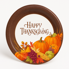 Festive Thanksgiving Harvest Paper Plates - 8.75"