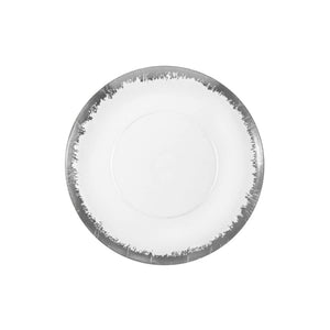 8 In. Silver Scratched Design Plastic Plates | 10 Count