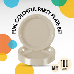 9 In. Ivory Plastic Plates | 100 Count