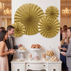 Glitter Gold Paper Fan Decorations Set