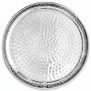 Elegant Silver Hammered Stainless Steel Tray - 15.5 In.