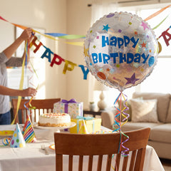 Colorful Happy Birthday Metallic Balloon - 18-Inch Foil