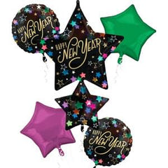 Starlight New Year's Eve Metallic Balloon Bouquet - 5 Piece Set