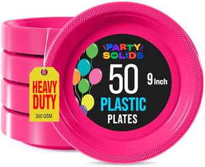 9 in. Cerise Plastic Plates | 50 Count