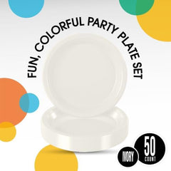 9 in. Ivory Plastic Plates | 50 Count