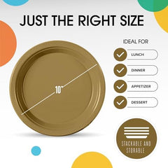 10 in. Gold Plastic Plates | 50 Count