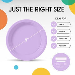 9 in. Lavender Plastic Plates | 50 Count