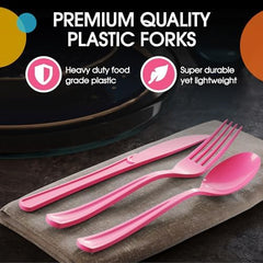 Cerise Cutlery Combo Set | 50 Forks 50 Spoons And 50 Knives | 7.5 in.