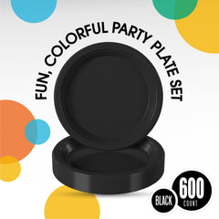 7 In. Black Plastic Plates | Case of 600