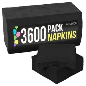 Black Luncheon Napkins | 6.75 in. x 6.75 in. | Case of 3600