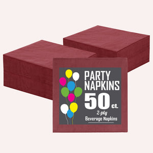 Burgundy Beverage Napkins | 4.75 in. X 4.75 in. | 1800 Count