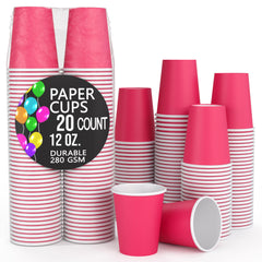12 Oz. Cerise Paper Cups | 20 Count