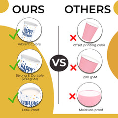 9 Oz. Blue Birthday Print Paper Cups - 50 Ct.