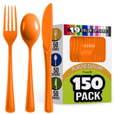 Orange Cutlery Combo Set | 50 Forks 50 Spoons And 50 Knives