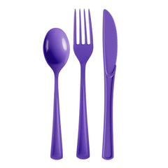 Purple Cutlery Combo Set | 50 Forks 50 Spoons And 50 Knives