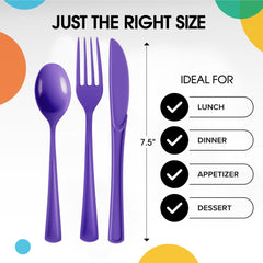 Purple Cutlery Combo Set | 50 Forks 50 Spoons And 50 Knives