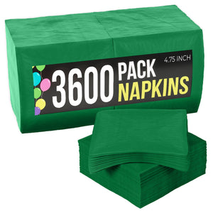 Emerald Green Beverage Napkins | 4.75 in. x 4.75 in. | Case of 3600