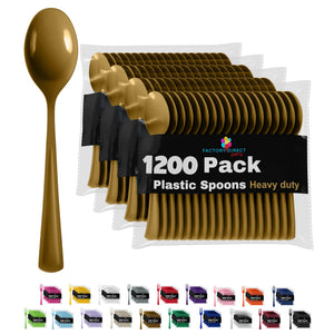 Heavy Duty Gold Plastic Spoons - 7 in. | Case of 1200