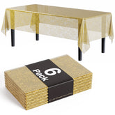 Gold Floral Plastic Table Covers | 6 Pack - 54 In. x 108 In.