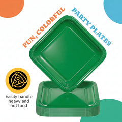 9 In. Emerald Green Square Paper Plates - 50 Ct.