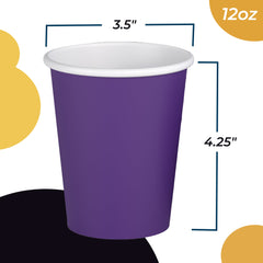 12 Oz. Purple Paper Cups | 20 Count