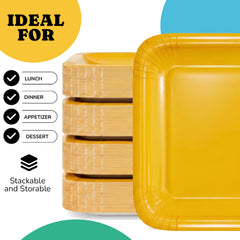 7 In. Yellow Square Paper Plates - 20 Ct.