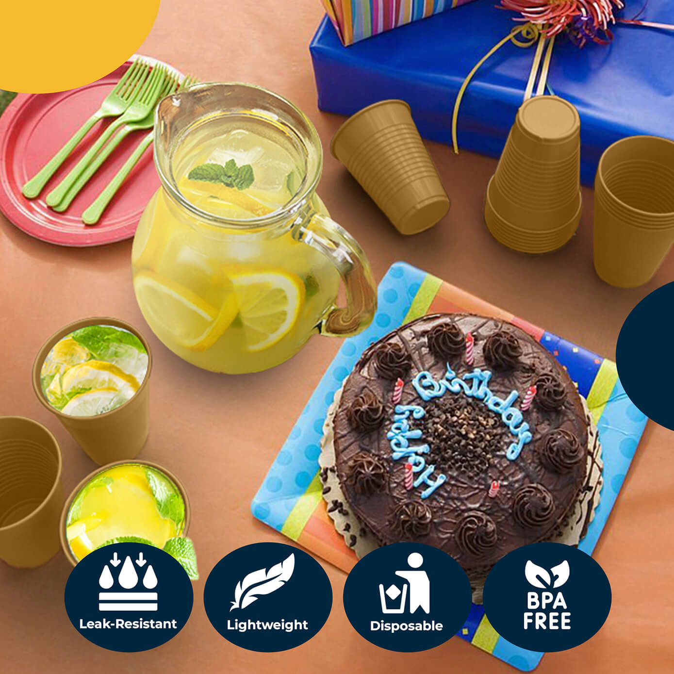 12 Oz. Gold Plastic Cups | 50 Count