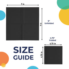 Black Beverage Napkins - 4.75 in. x 4.75 in. | 100 Count