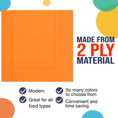 Orange Beverage Napkins | 50 Count