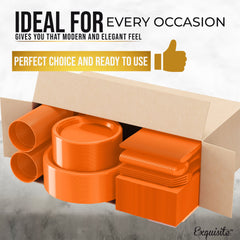 350 Pcs Orange Plastic Disposable Tableware Set