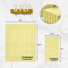 3 Ply Buttercup Yellow Scalloped Napkins - 20 Ct.